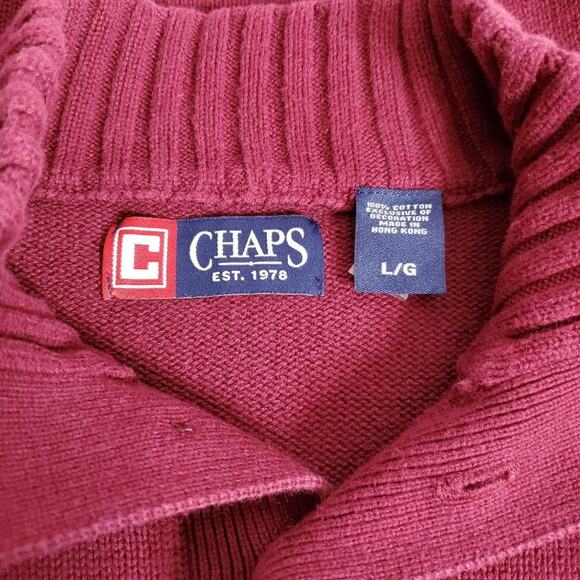 Chaps Button-Mock Heavyweight Knit Sweater L - Picture 6 of 10